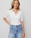 Ann Taylor Tops And Blouses|Weekend Collection Split Neck Polo Top White