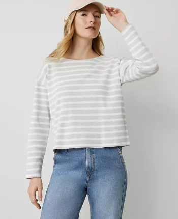 Ann Taylor Tops And Blouses|Weekend Collection Striped Relaxed Top Frosted Heather