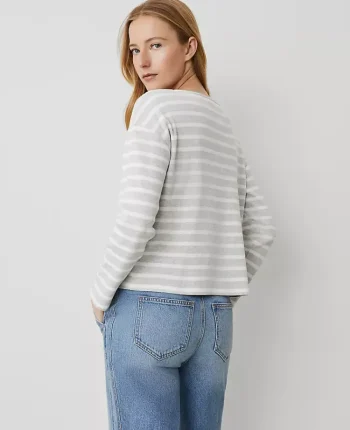 Ann Taylor Tops And Blouses|Weekend Collection Striped Relaxed Top Frosted Heather