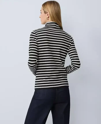 Ann Taylor Tops And Blouses|Weekend Tops|Weekend Collection Striped Turtleneck Top Black