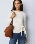 Ann Taylor Weekend Tops|Weekend Collection Tie Waist Top Winter White