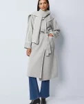 Ann Taylor Jackets And Blazers|Weekend Jackets|Weekend Collection Wrap Scarf Coat Medium Light Heather Grey