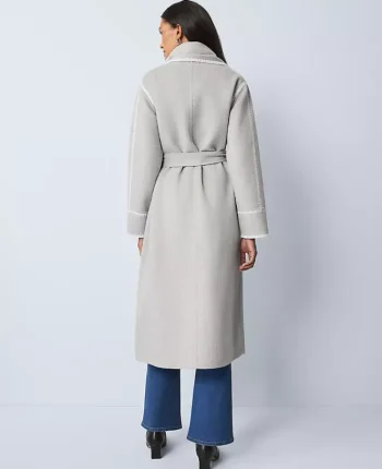 Ann Taylor Jackets And Blazers|Weekend Jackets|Weekend Collection Wrap Scarf Coat Medium Light Heather Grey