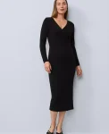 Ann Taylor Dresses|Sweaters|Wrap Effect Sweater Sheath Dress Black