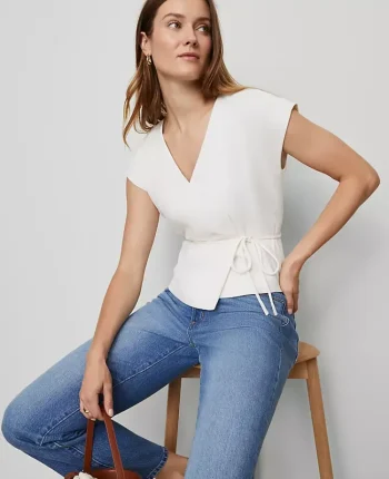 Ann Taylor Tops And Blouses|Wrap Tie Waist Blouse Winter White